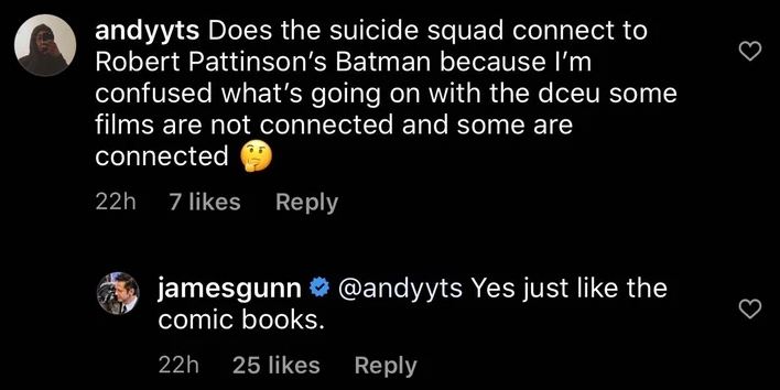 Resposta de James Gunn a fã